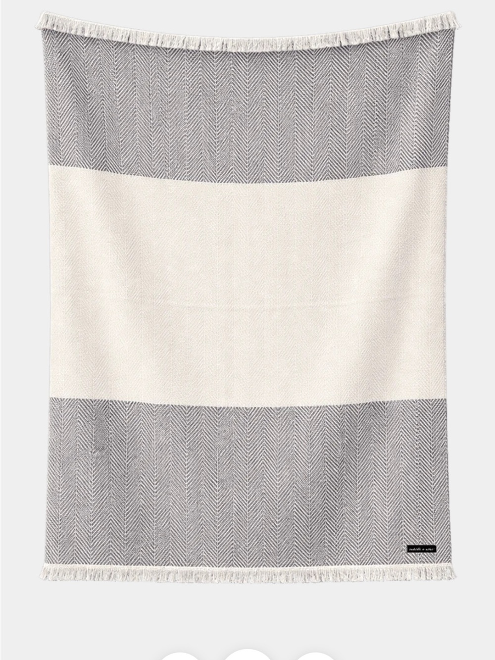 Sackcloth and ashes fringed Herringbone Throw Blanket in Cream and Gray